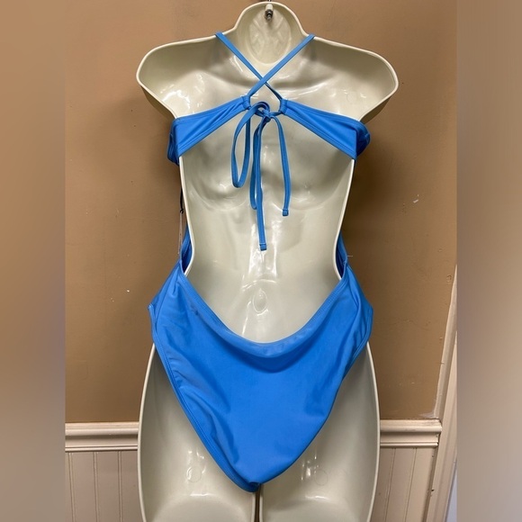 Shade & Shore 1 Piece Blue Swimsuit Size M 8-10 NWT - Picture 2 of 4